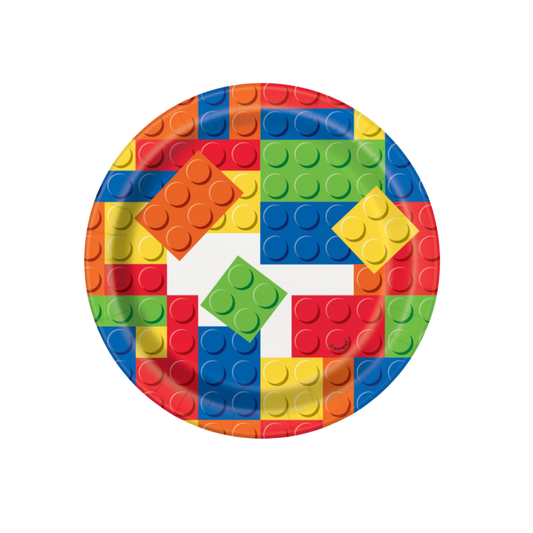 Building Blocks Birthday Round 7" Dessert Plates  8ct