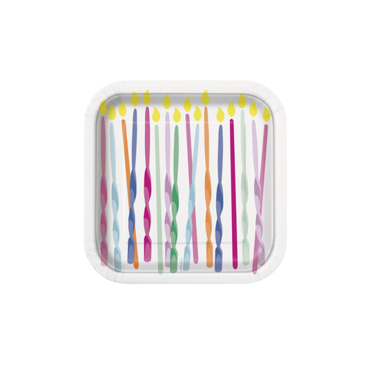 Pink Sprinkles Square 7" Dessert Plates  8ct