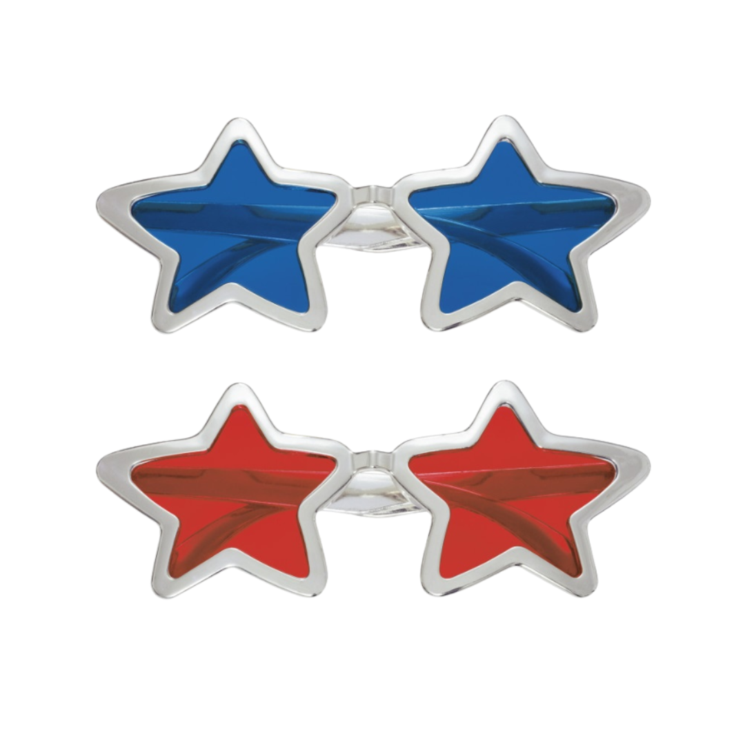 Silver Foil Star Novelty Glasses  2ct