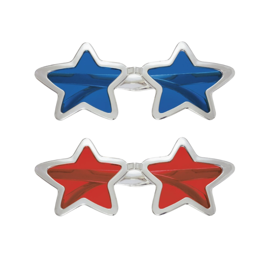 Silver Foil Star Novelty Glasses  2ct