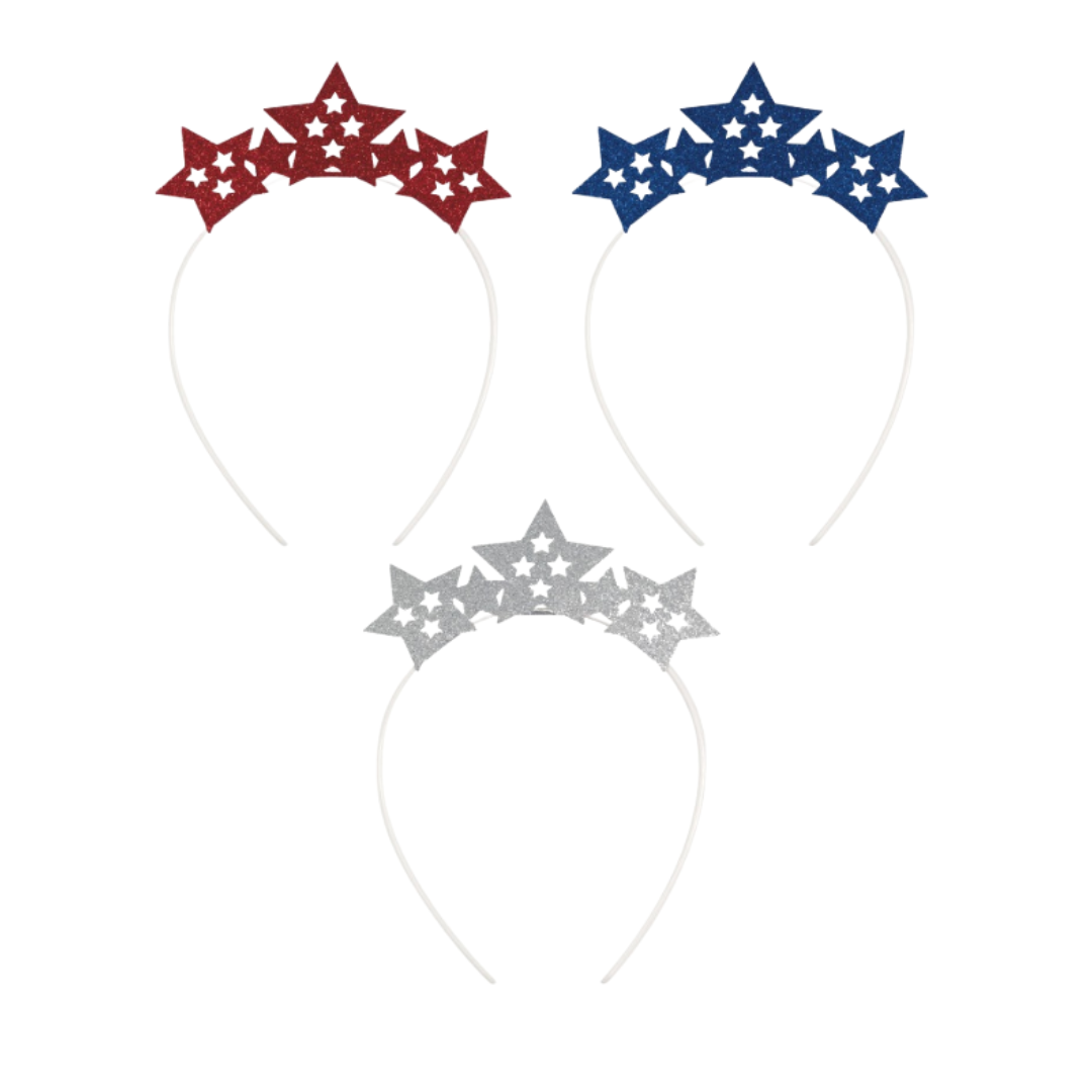 Patriotic Stars Assorted Party Headbands  3ct