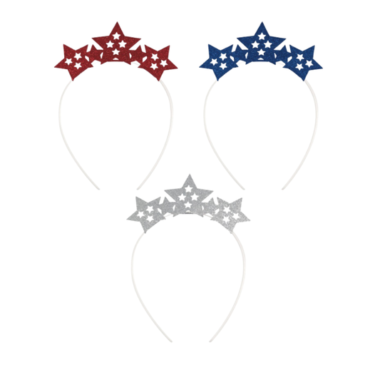Patriotic Stars Assorted Party Headbands  3ct