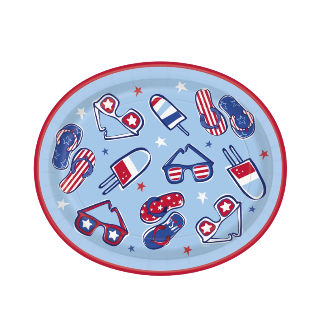 Patriotic Summer Oval 12" Plates 8ct