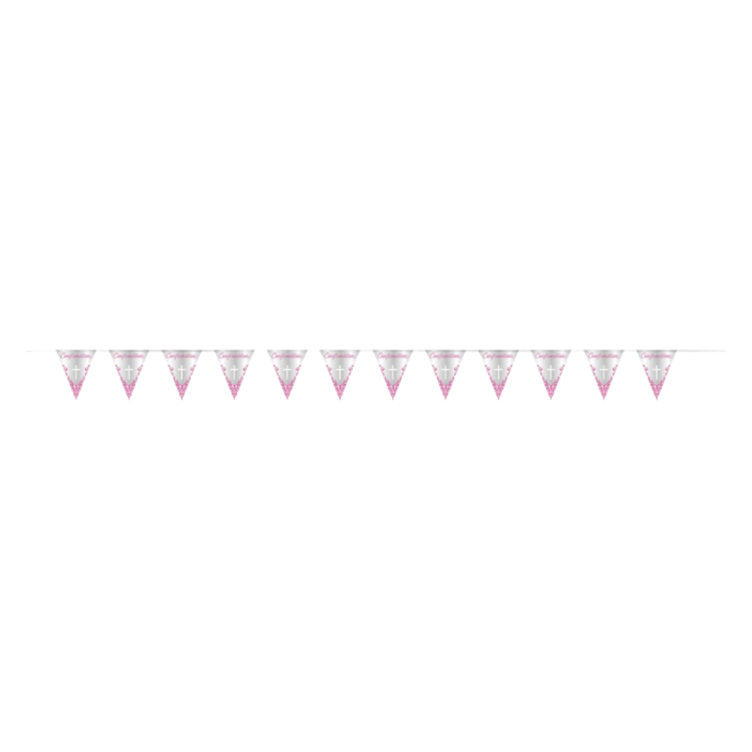 Fancy Pink Cross Confirmation Foil Flag Banner  9ft