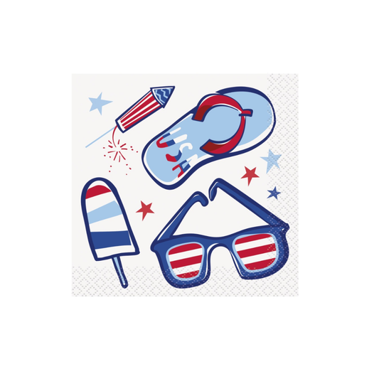 Patriotic Summer Beverage Napkins  24ct