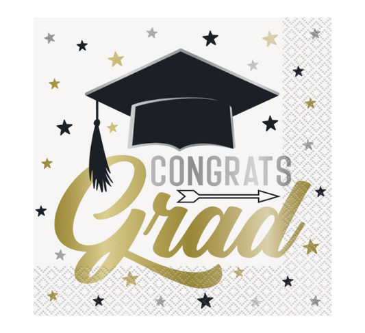 Stars & Caps Graduation Luncheon Napkins 16ct