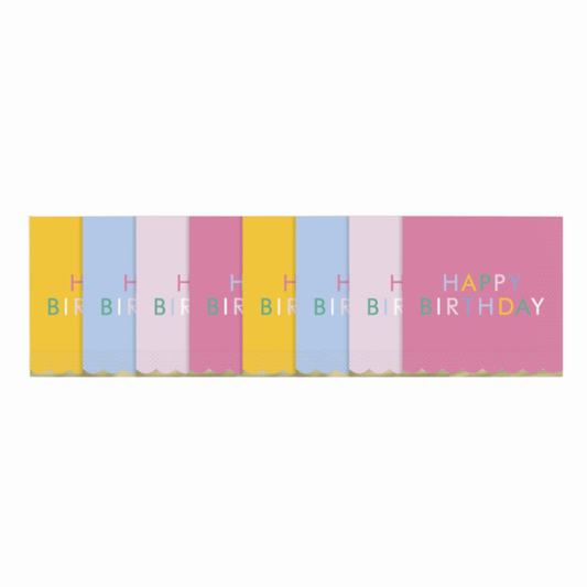 Pastel Party "Happy Birthday" Assorted Luncheon Napkins  16ct - Foil Stamping