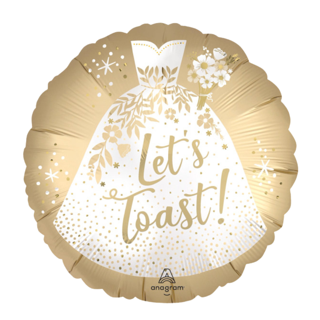 18"A Wedding Let's Toast Satin