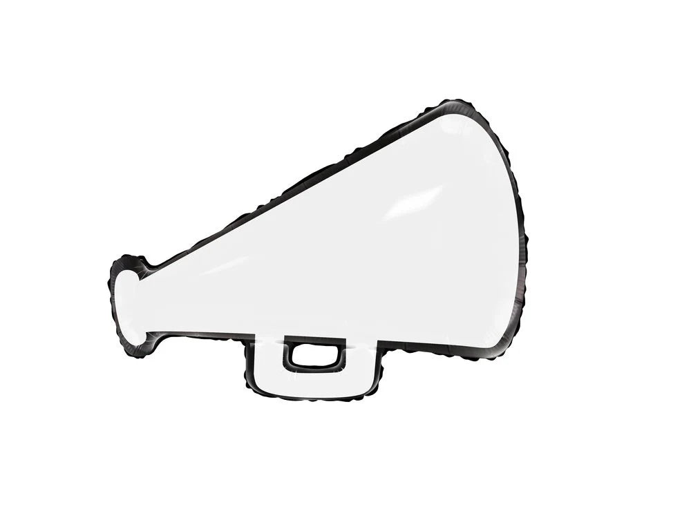 White Cheer Megaphone Balloon 27"