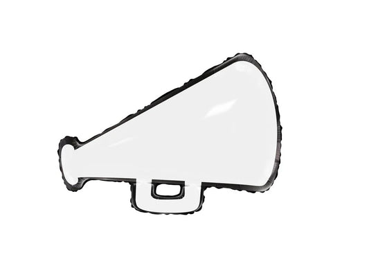 White Cheer Megaphone Balloon 27"