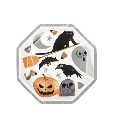 Bats & Boos Halloween Octagon Shaped Dinner Plates 8ct
