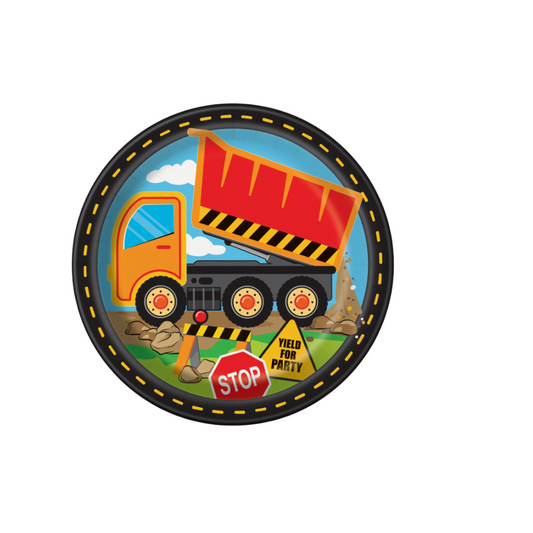 Construction Party Round 9" Dinner Plates 8ct