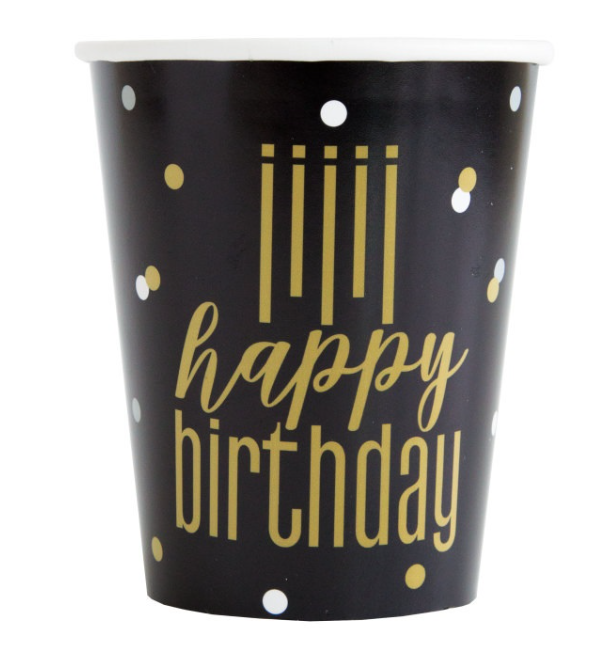 Metallic Happy Birthday 9oz Paper Cups  8ct