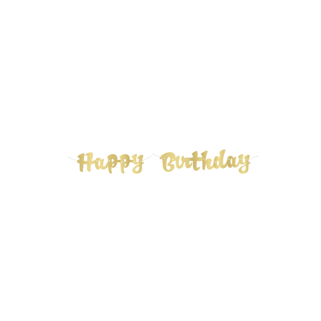 Gold Script "Happy Birthday" Banner