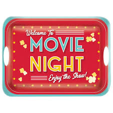 Movie Night "Welcome to Movie Night Enjoy The Show" Rectangle Plastic Serving Tray