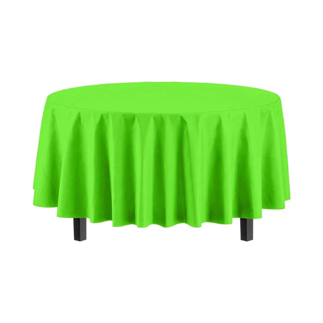 Round Lime Green Plastic Table Cover