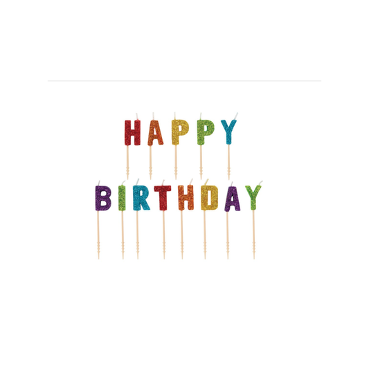 Rainbow Glitter "Happy Birthday" Letters
