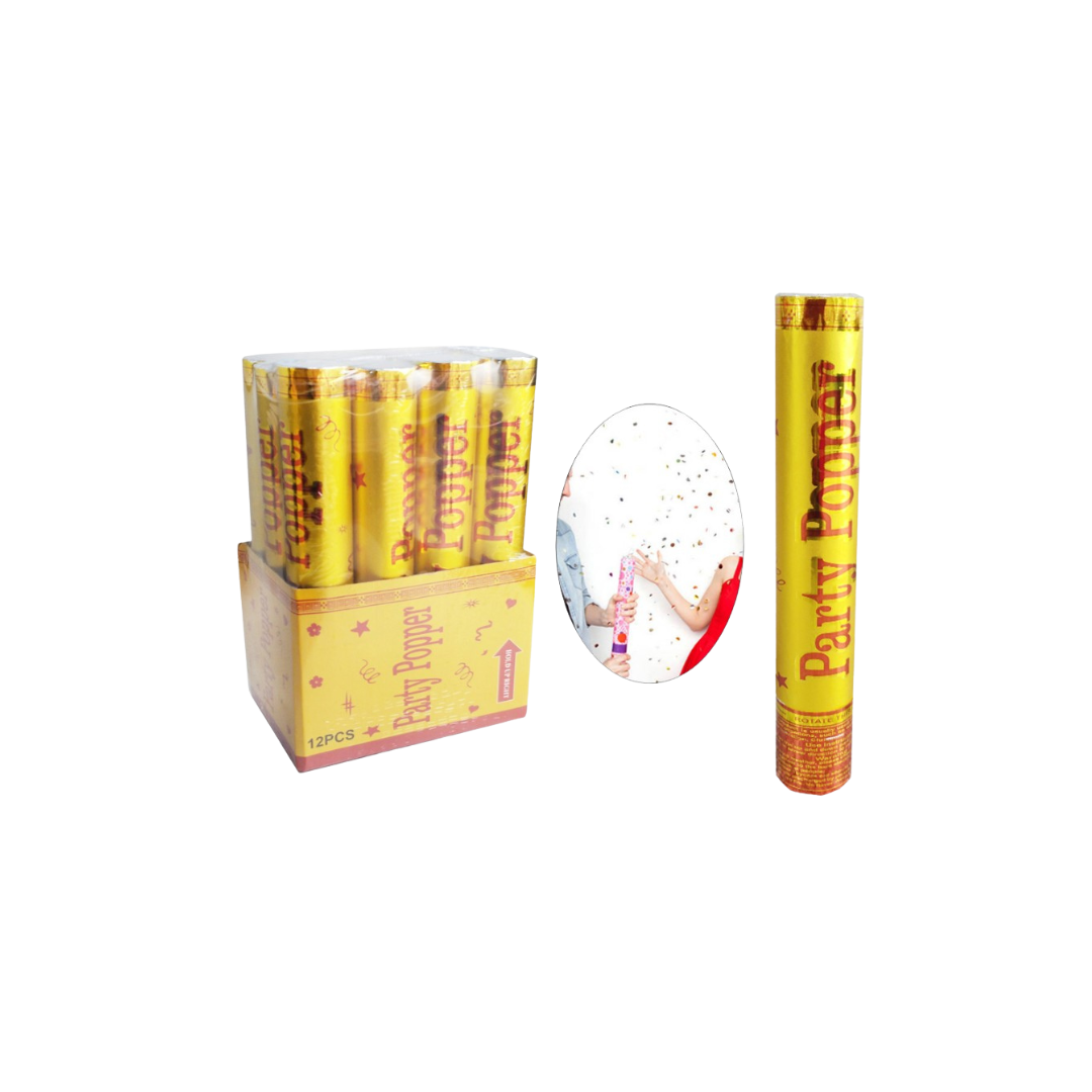 12" GOLDEN COLOR CONFETTI PARTY POPPER