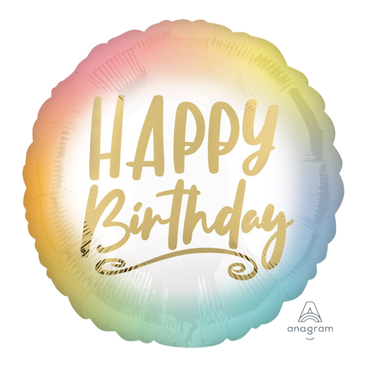 18"A Happy Birthday Ombre & Gold