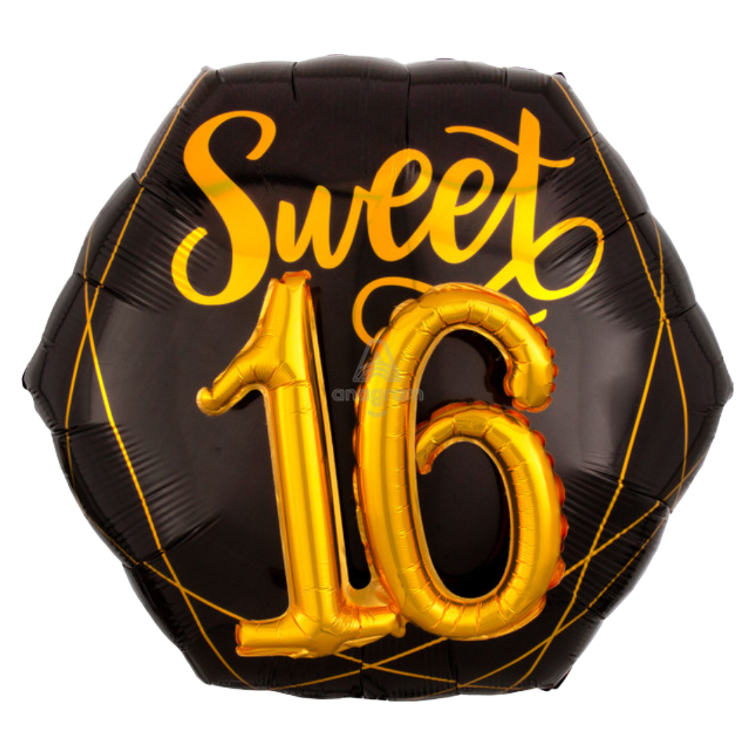 30"A Sweet 16 Elegant Black Multi