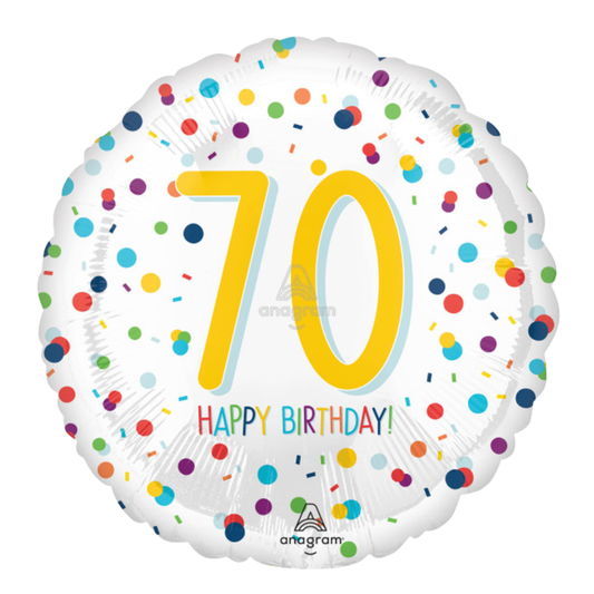 18"A Happy Birthday Confetti Dots 70th
