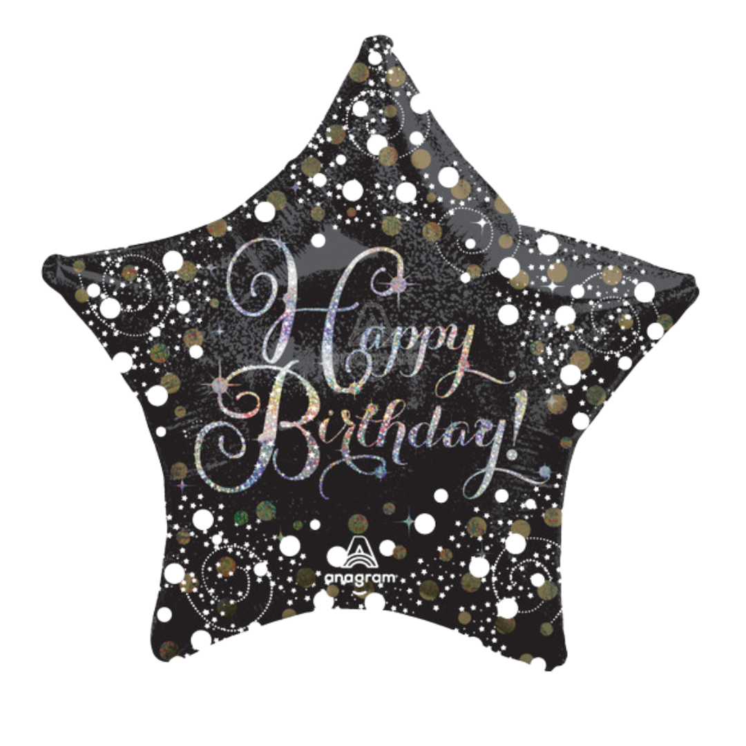 28"A Happy Birthday Sparkling Holographic Star