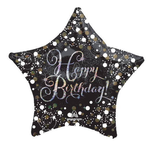 28"A Happy Birthday Sparkling Holographic Star