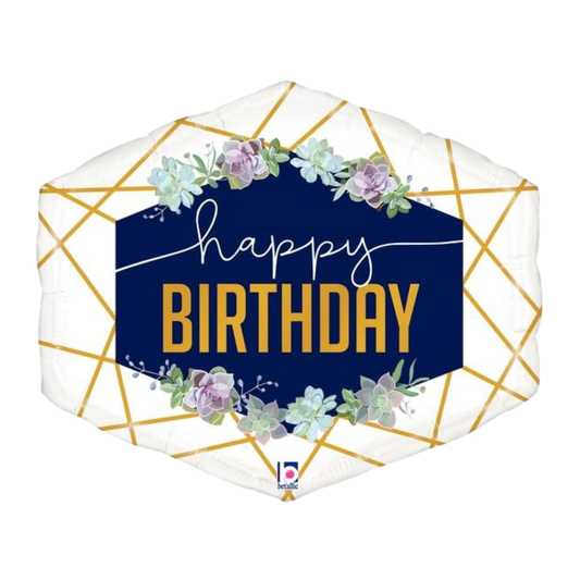 30"S Happy Birthday Geo Navy