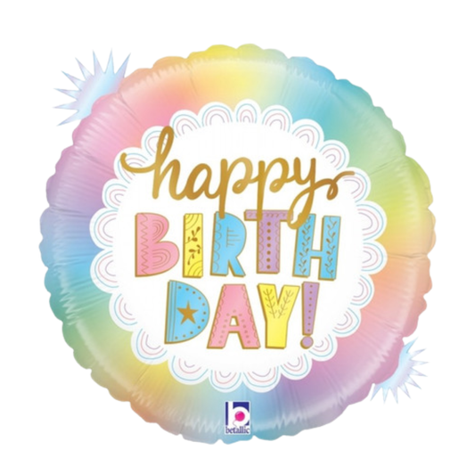 18"S Happy Birthday Tie-Dye Opal