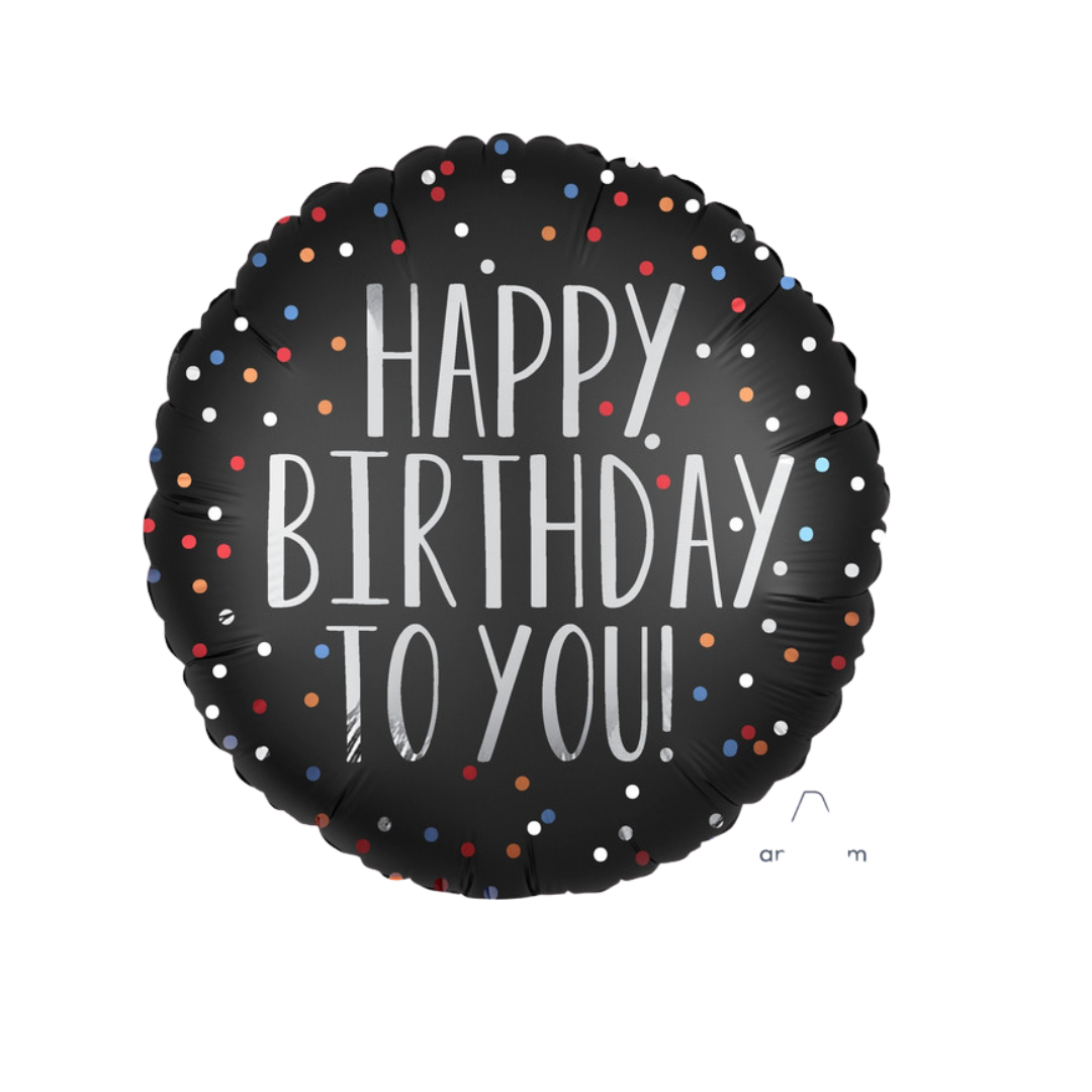 18"A Happy Birthday To You Satin Dots