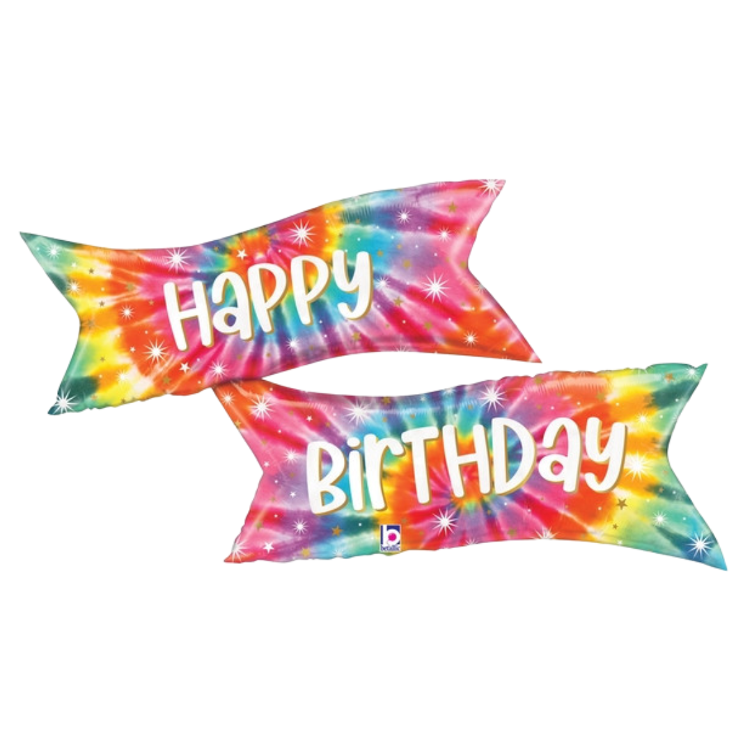 49"S Happy Birthday Tie Dye Banner