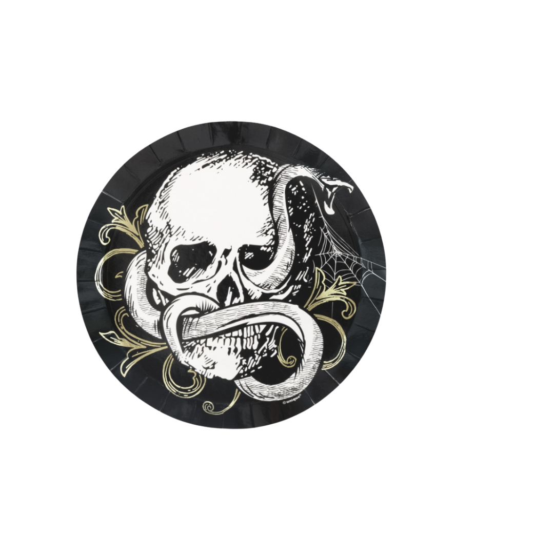 Sketchy Skull Shallow Round 7" Dessert Plates 8ct