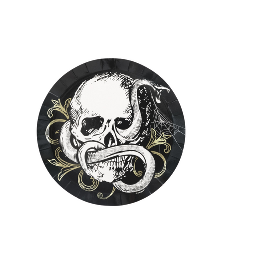 Sketchy Skull Shallow Round 7" Dessert Plates 8ct