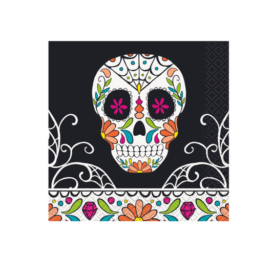 Skull Day of the Dead Beverage Napkins 24ct