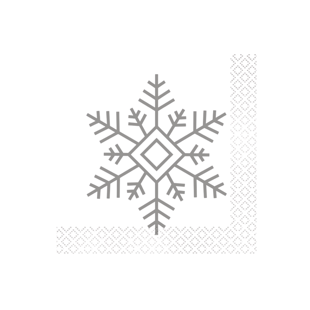 Silver & Gold Holiday Snowflakes Beverage Napkins 16ct