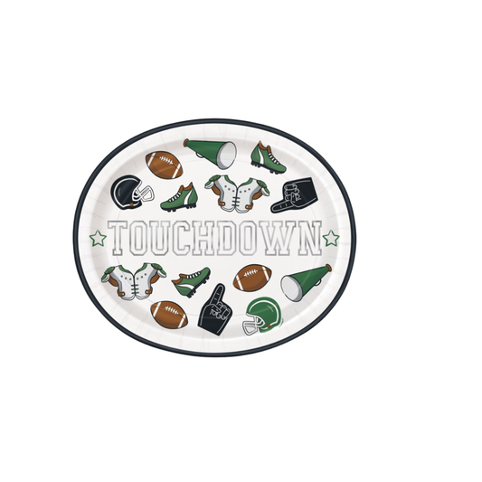 Game Face Football "Touchdown" Oval 12" Plates 8ct