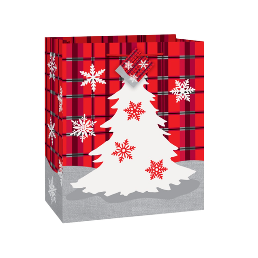 Rustic Plaid Christmas Medium Gift Bag