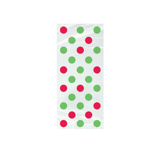 Red & Green Dots Cellophane Bags 20ct