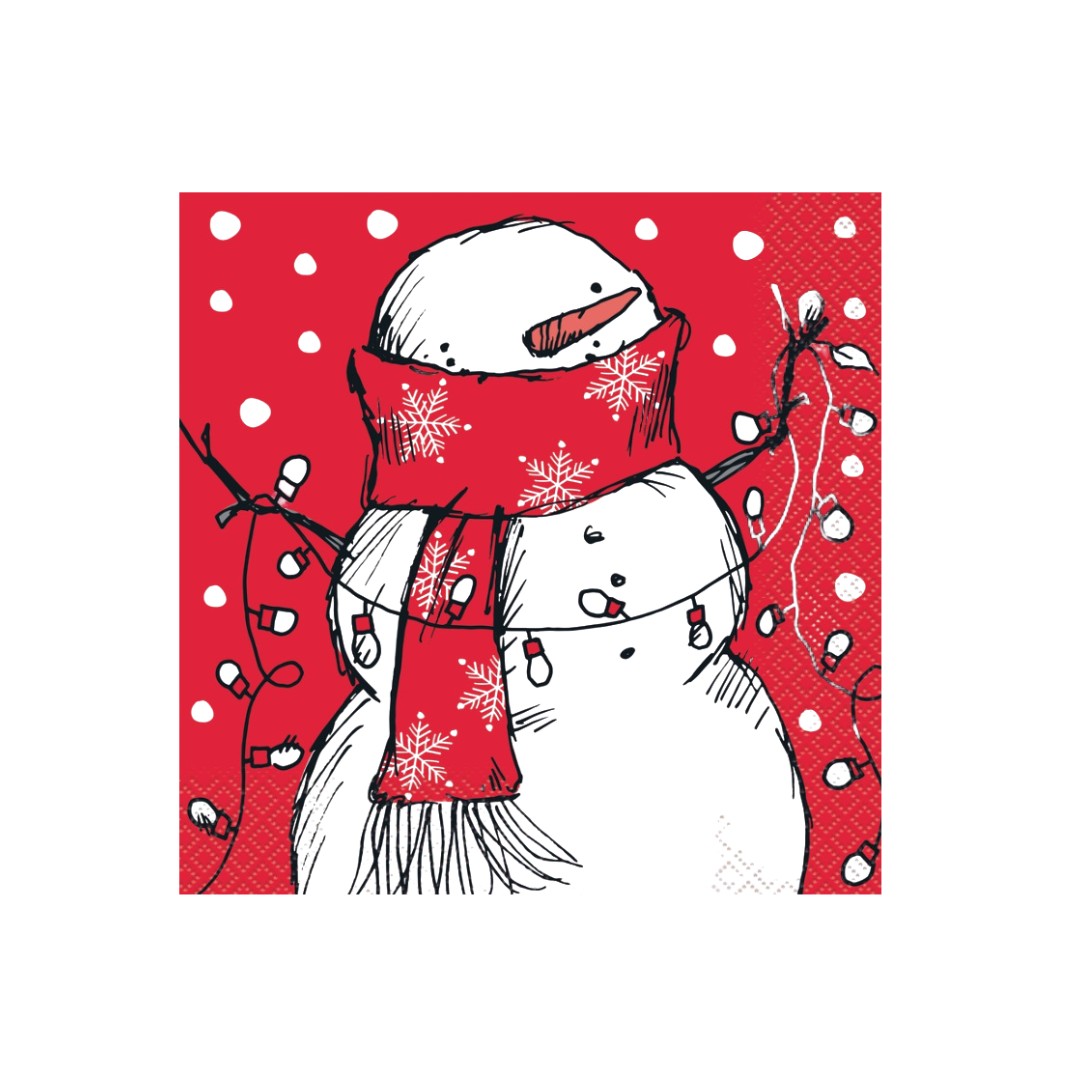 Red Stripes Snowman Luncheon Napkins 16ct