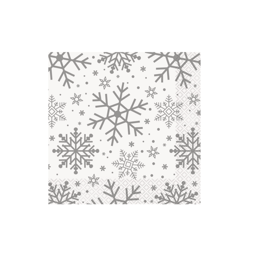 Silver & Gold Holiday Snowflakes Luncheon Napkins 16ct