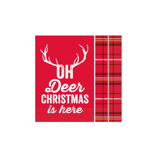 Plaid Deer Christmas Luncheon Napkins 16ct