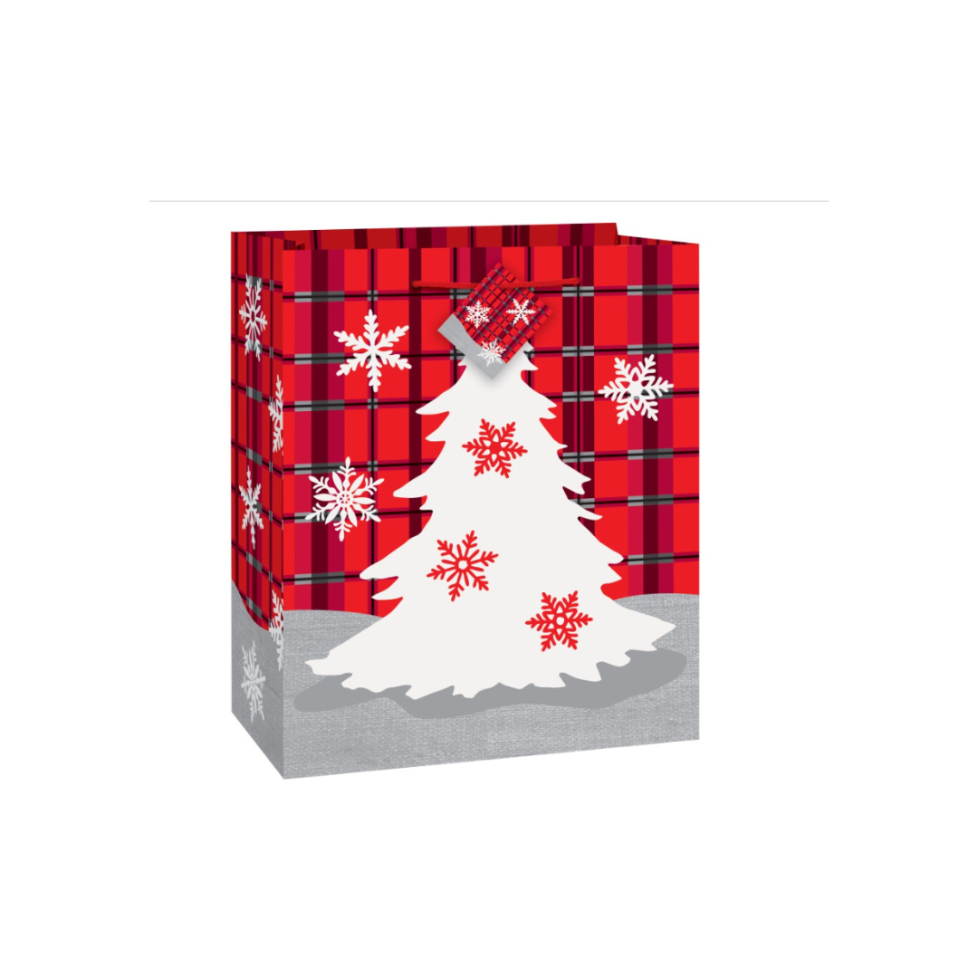 Rustic Plaid Christmas Medium Gift Bag