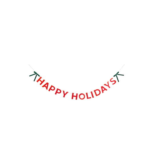 Velvet Bow and Diecut "Happy Holidays" Garland 7.5 ft